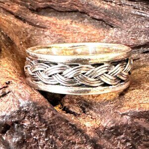 Sterling Silver Braid band Ring Size 10 Great for Thumb